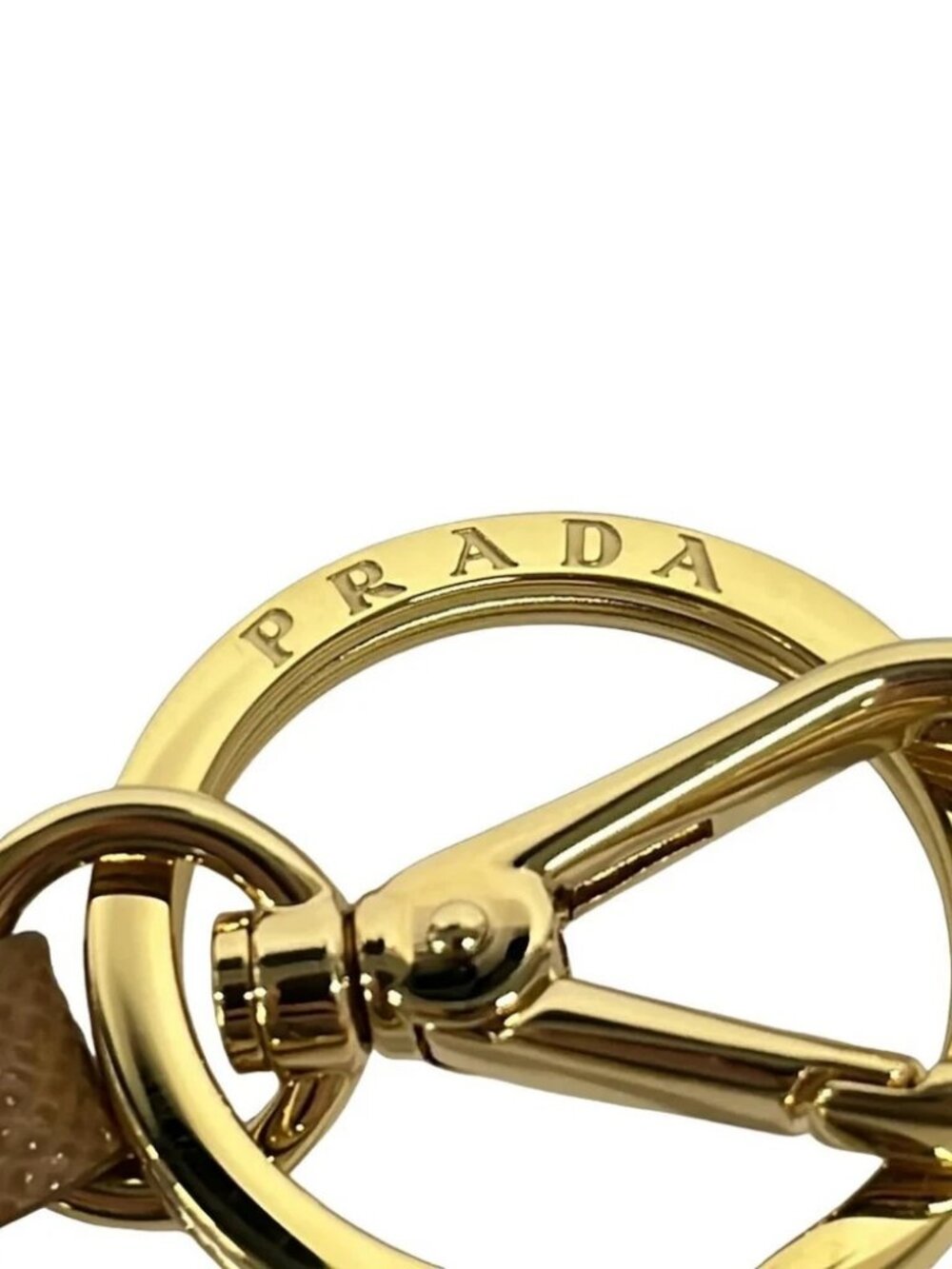 PRADA Saffiano leather and metal key chain 1PP128 Gold Beige Hardware Leather - Picture 4 of 4